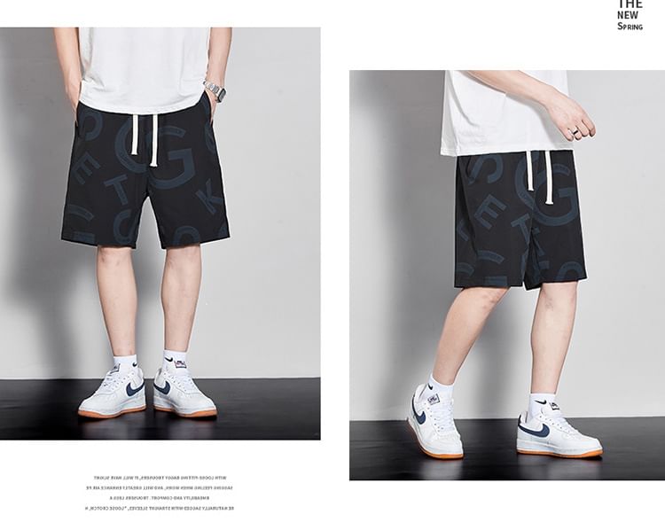 Wewewow - Shorts met elastische taille en letters