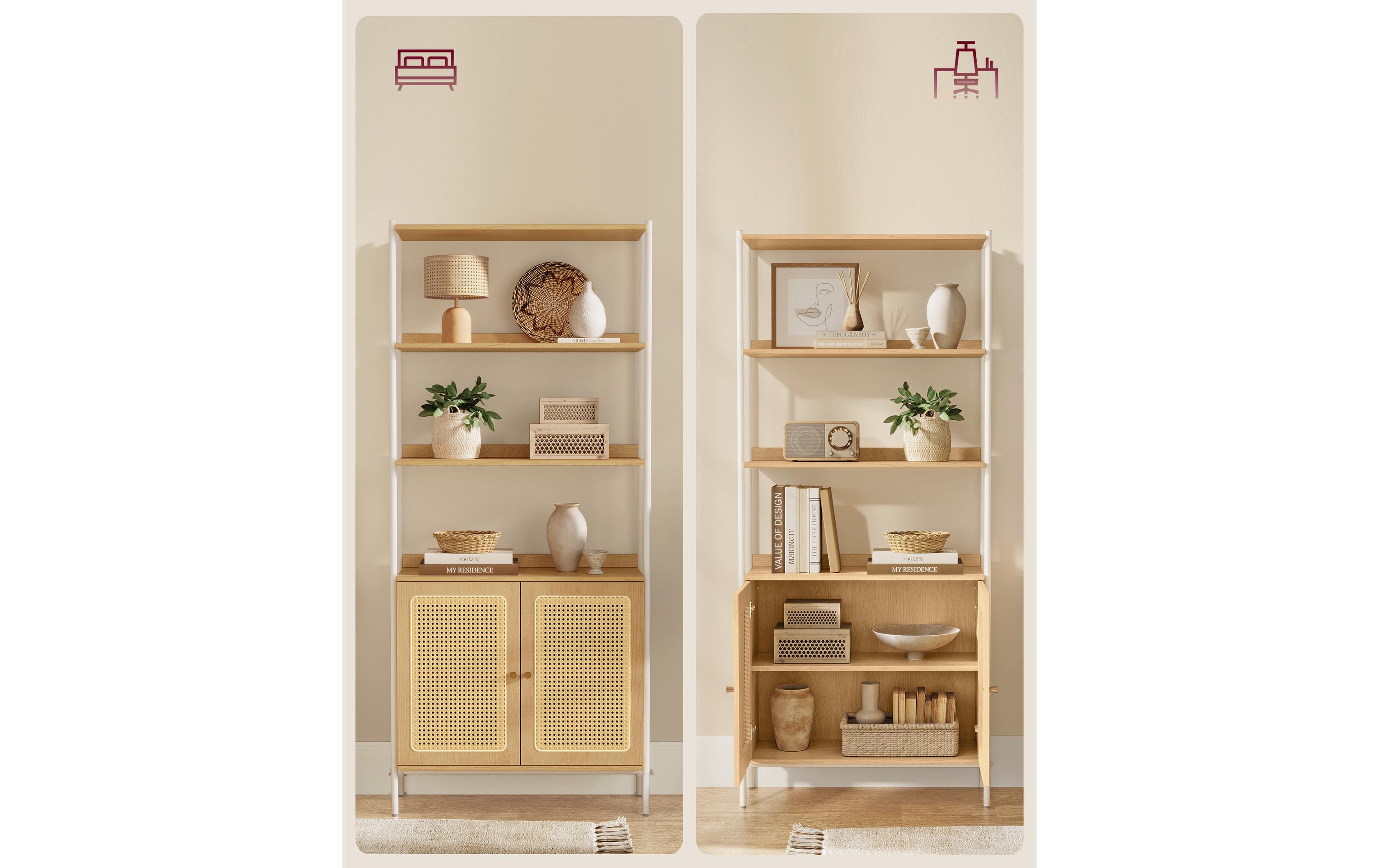 Regal mit 6 Ebenen 76.4 cm x 174.7 cm, Eiche/Perlweiss<br>Bücherregal
