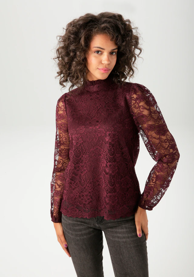Aniston CASUAL Spitzenbluse , aufwändig mit edlen Rosen verziert - NEUE KOLLEKTION