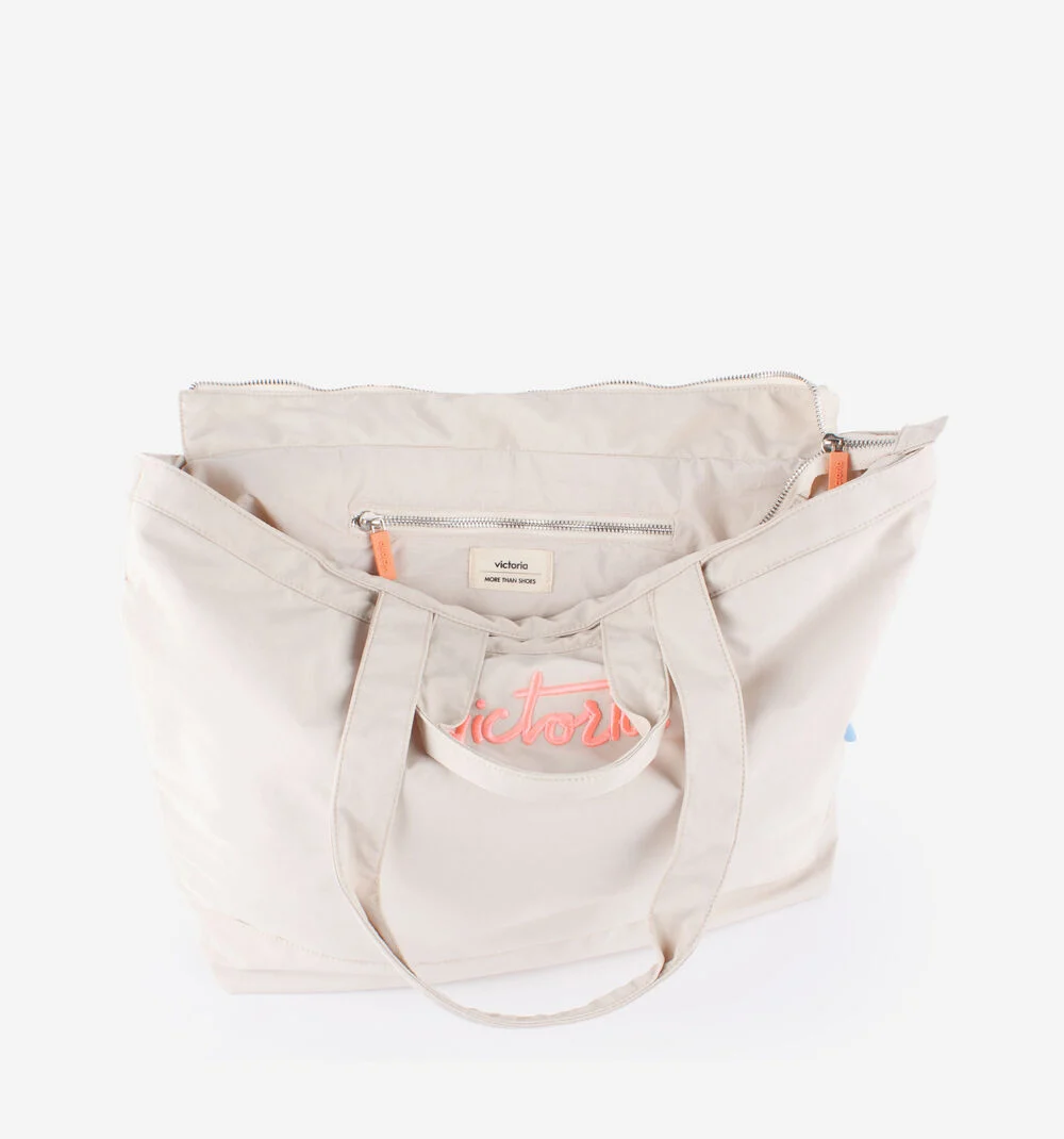 SAC SHOPPING NYLON BRODÉ Sac shopping pour femme BEIGE