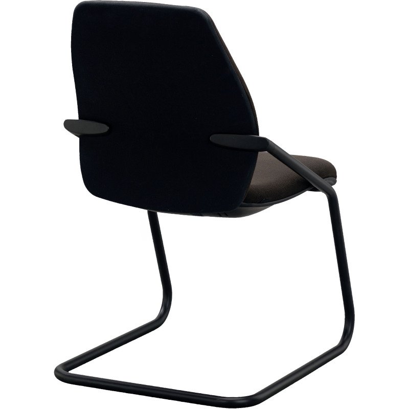 Chaise visiteur Sedus reconditionnée - assise et dossier tissu - piètement luge - marron