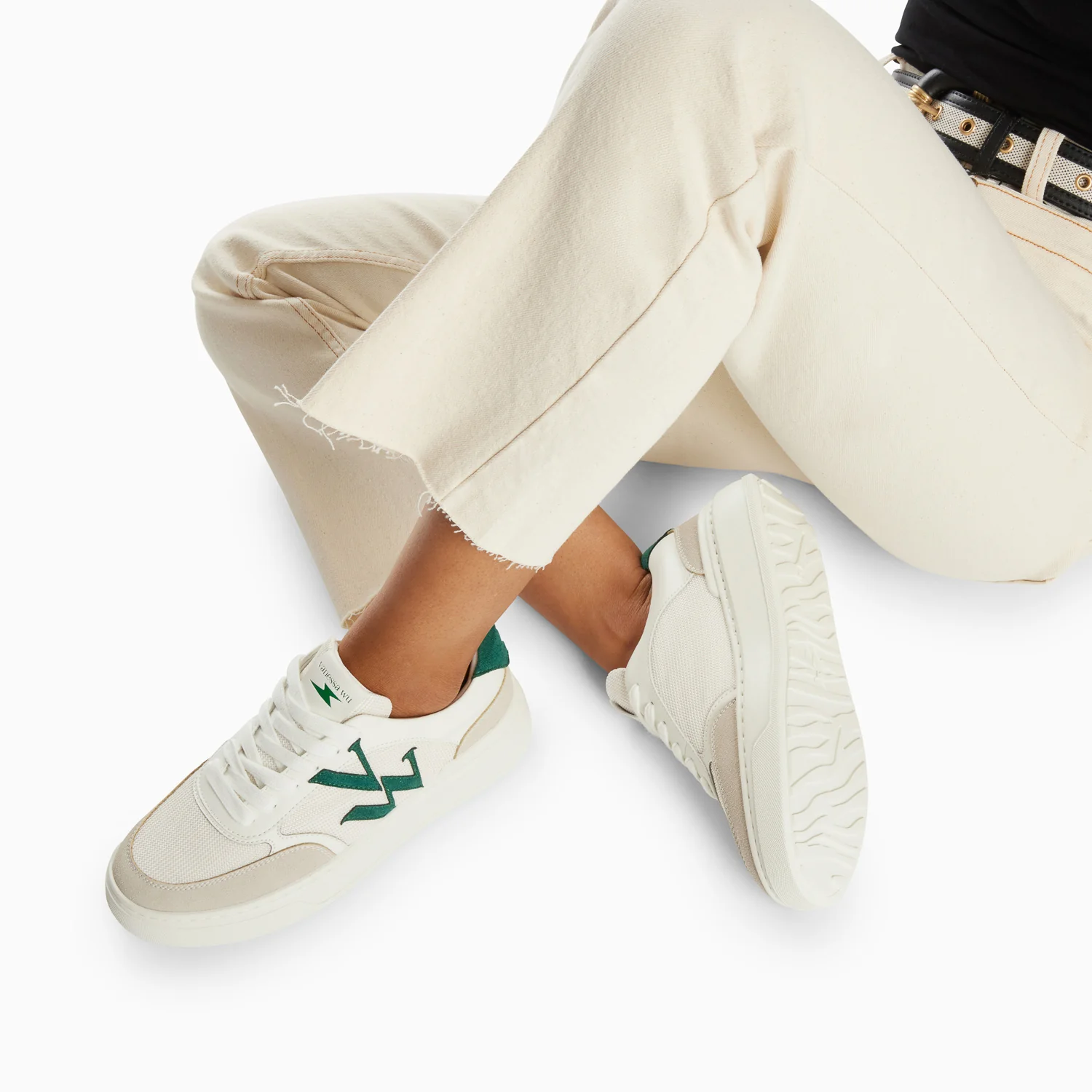 Sneakers-Baskets monogramme Valentine vertes