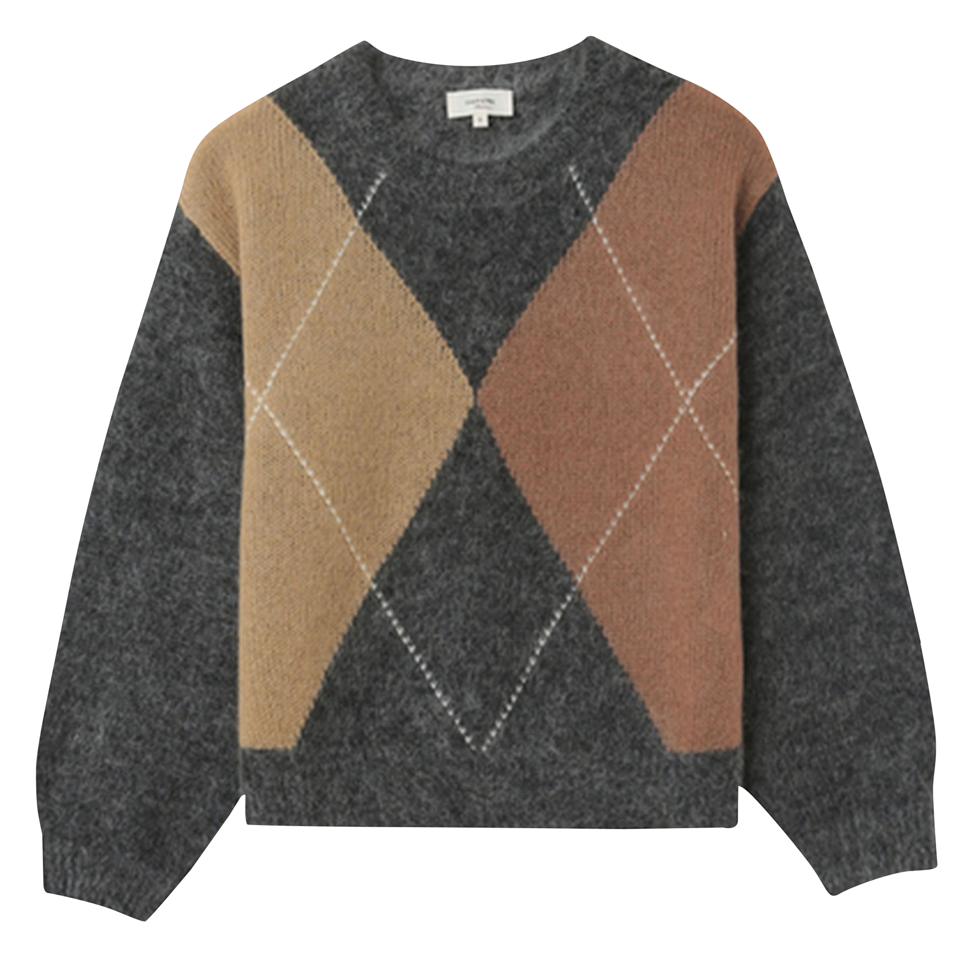 NANSE - Pull col rond droit en jacquard imprimé | Argent