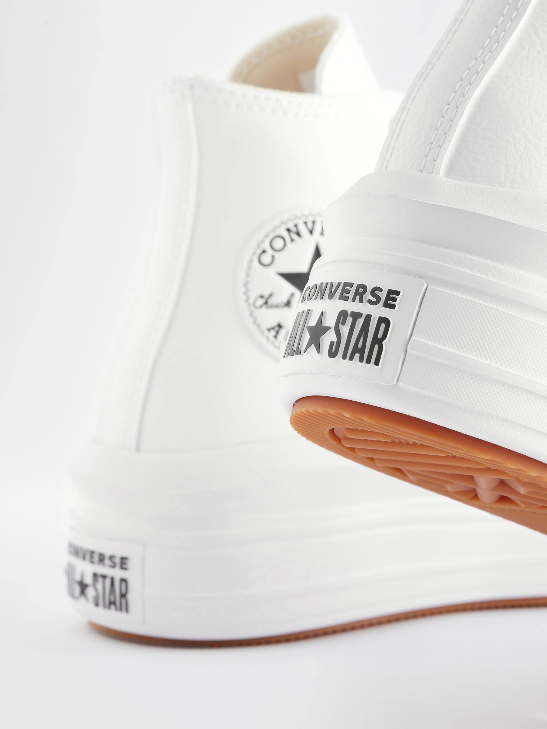 Wit - Converse Chuck Taylor All Star Move sneakers van leer met plateauzool