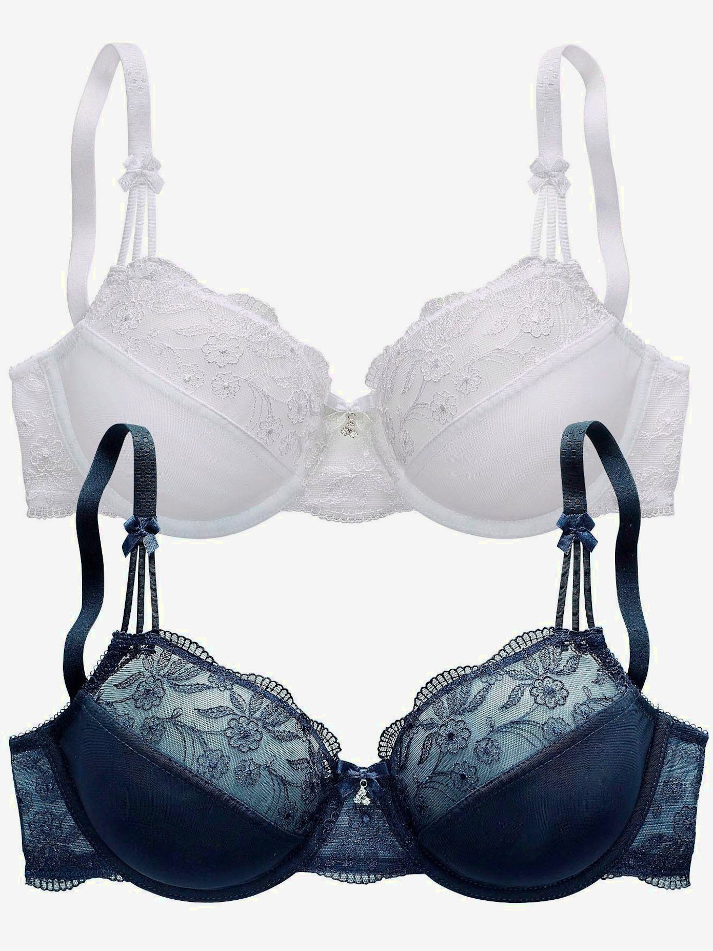 Soutien-gorge à armatures avec dentelle brodée