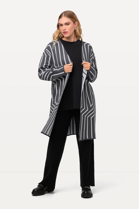 Strickjacke, Grafikmuster, V-Aussschnitt, Langarm