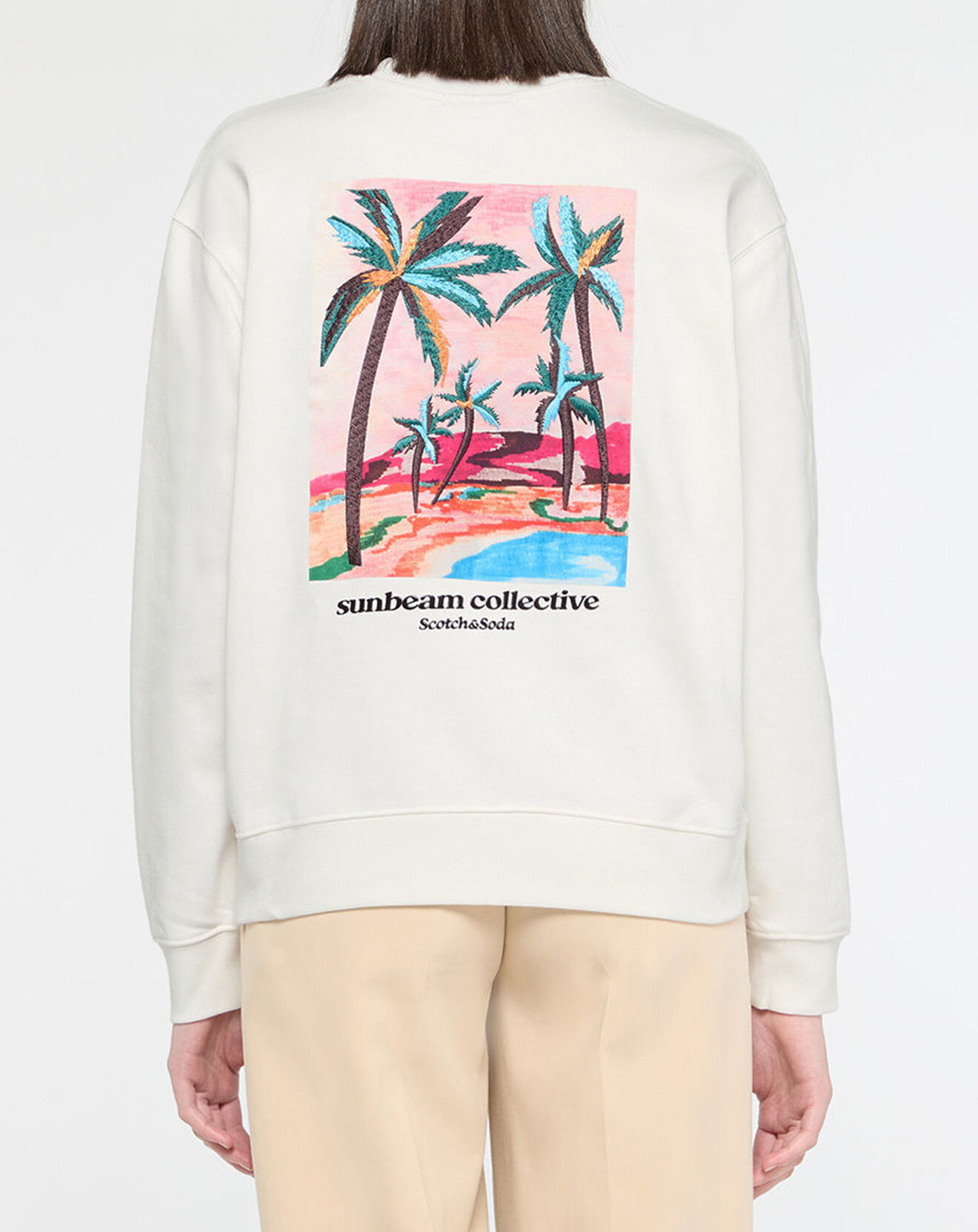 Scotch & Soda Sweat 100% Coton Bio Patch Tropical crème