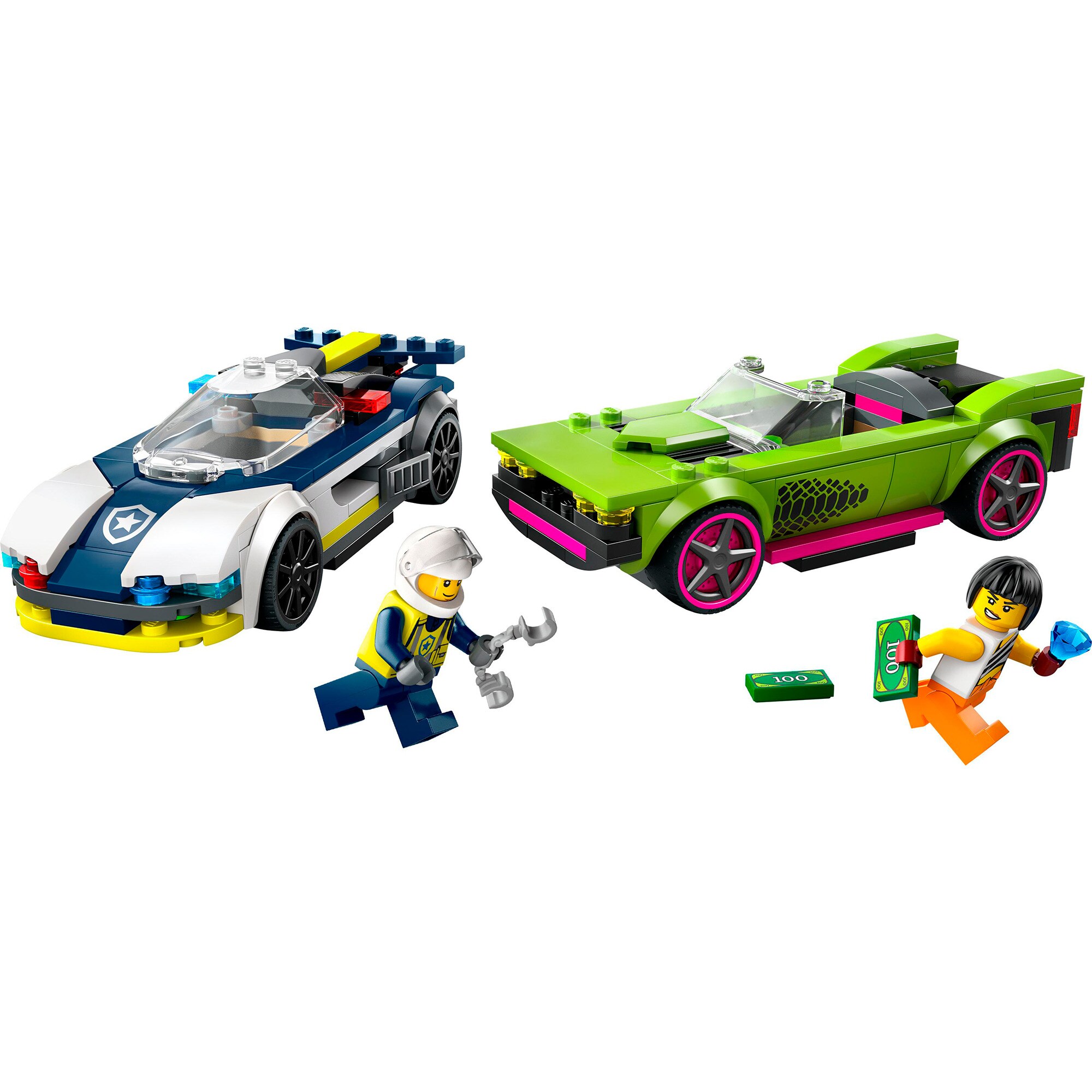 LEGO Konstruktionsspielzeug City Verfolgungsjagd mit Polizeiauto und Muscle Car