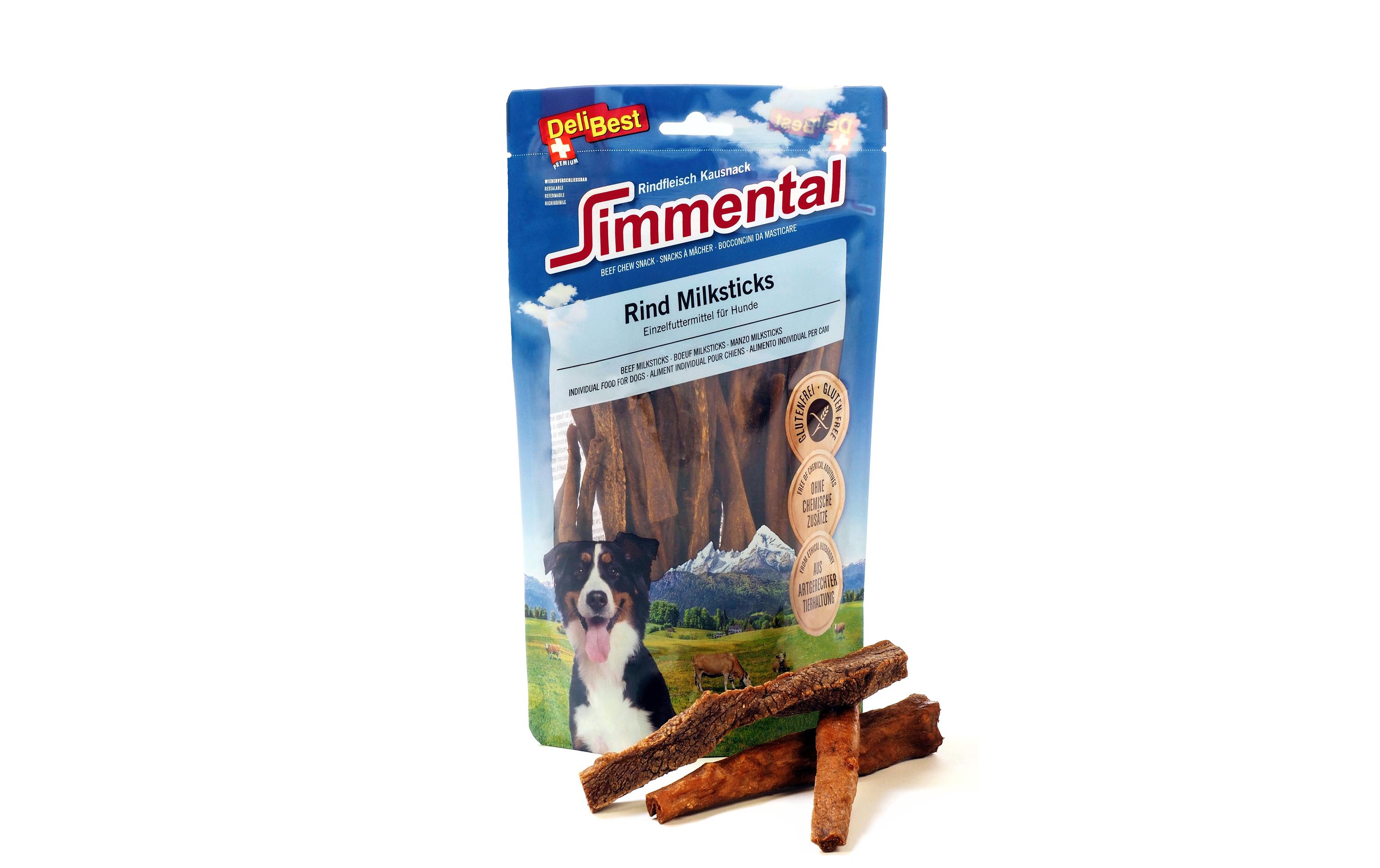 Kausnack Simmental Rind Milksticks, 200 gKaustangen für Hunde