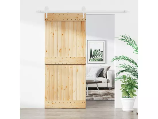 Porte coulissante et kit de quincaillerie 90x210 cm pin massif