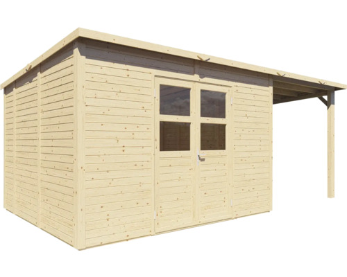 Konsta Baltrum 2 tuinhuis met vloer en lessenaarsdak, 601 x 306 cm, natuurlijke afwerking