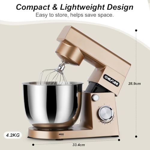 Robot Patissier CHeflee,1500 W Robot Patissier,avec Bol en Acier Inoxydable de 4,5 et 5,5 L,10 P Vitesse,avec Crochet Mélangeur,Crochet Pétrisseur,Fouet et Protection Anti Eclaboussures (Noir） : Cuisine et Maison