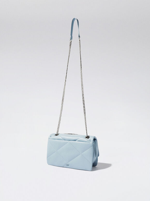 Bolsa acolchoada com corrente - Azul