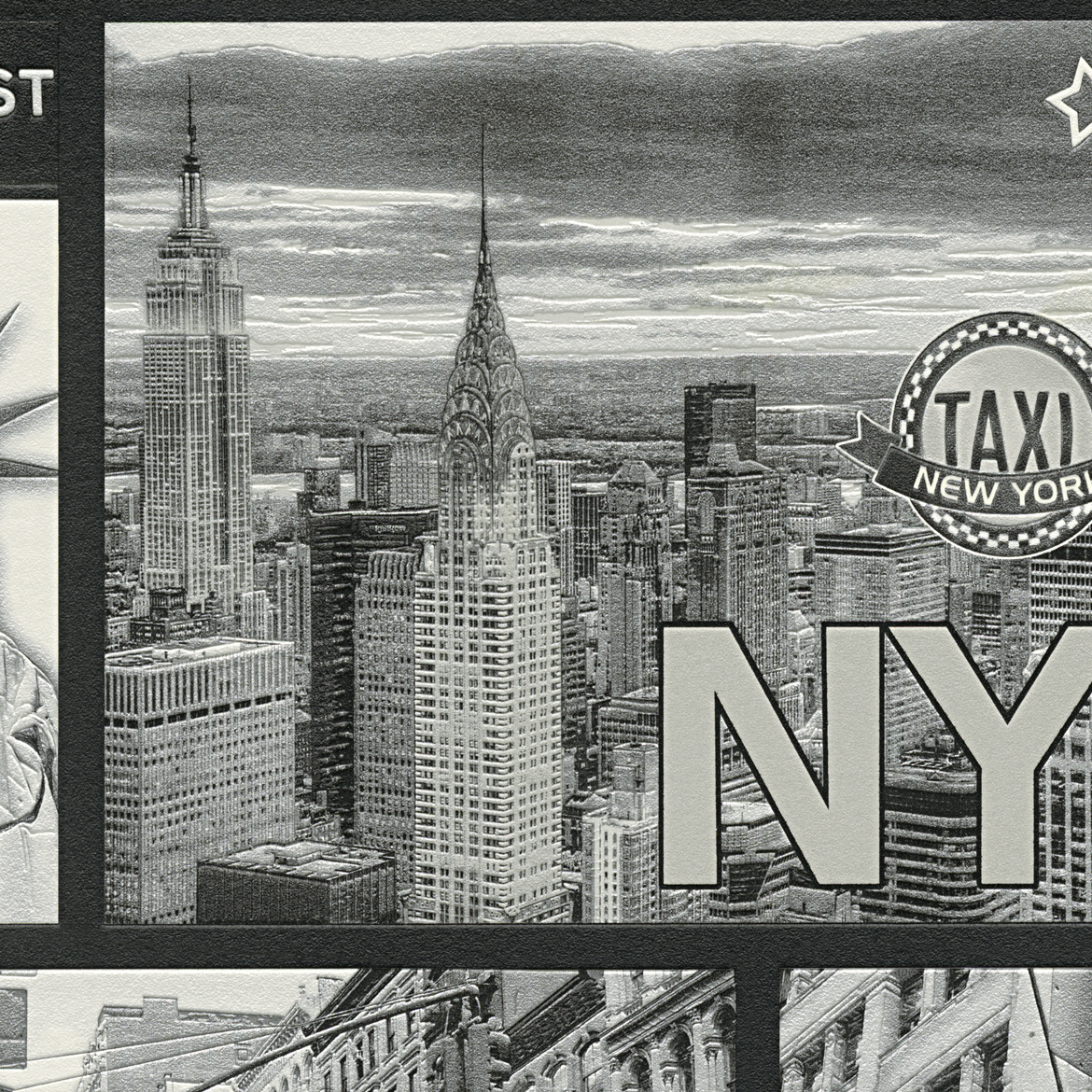 Vinyltapete FARO 4 - New York - schwarz-weiß - 10 Meter