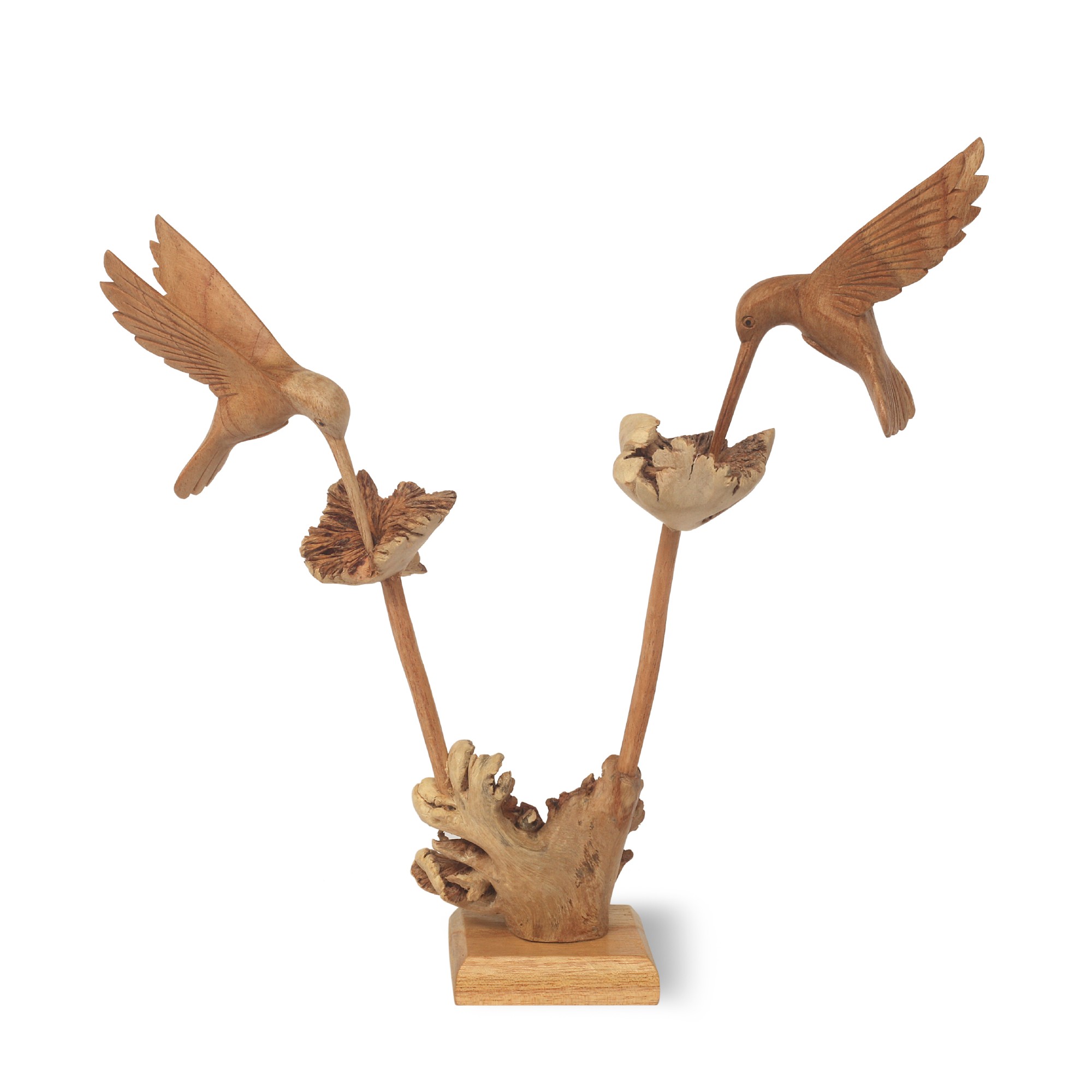 Holzskulptur 'Kolibris', natur, B 20-30 cm, H 20-30 cm, T 12 cm von fischer's lagerhaus
