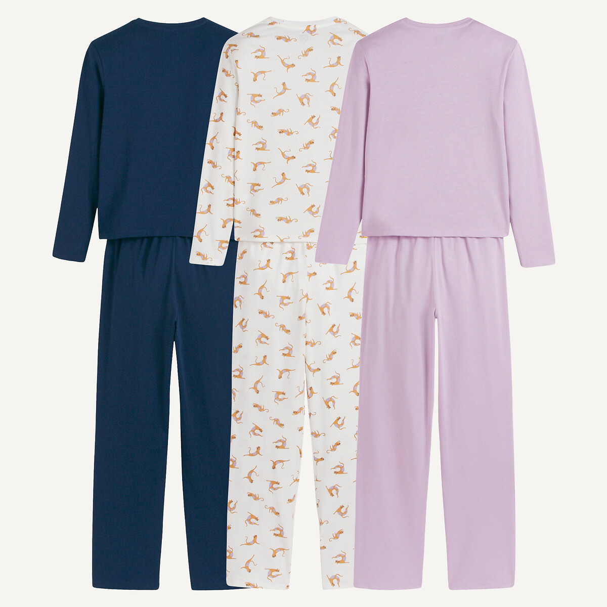 COLEÇÃO LA REDOUTE<br>Conjunto de 3 pijamas de algodão