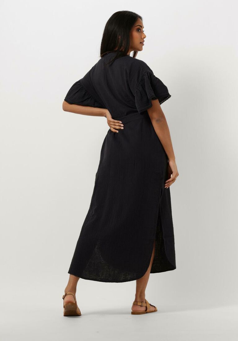 SISSEL EDELBO zwarte sissel edelbo midi jurk charm organic cotton caftan