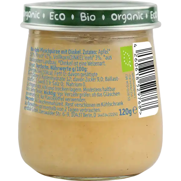 Bio Baby Apfel, Pfirsich mit Dinkel
