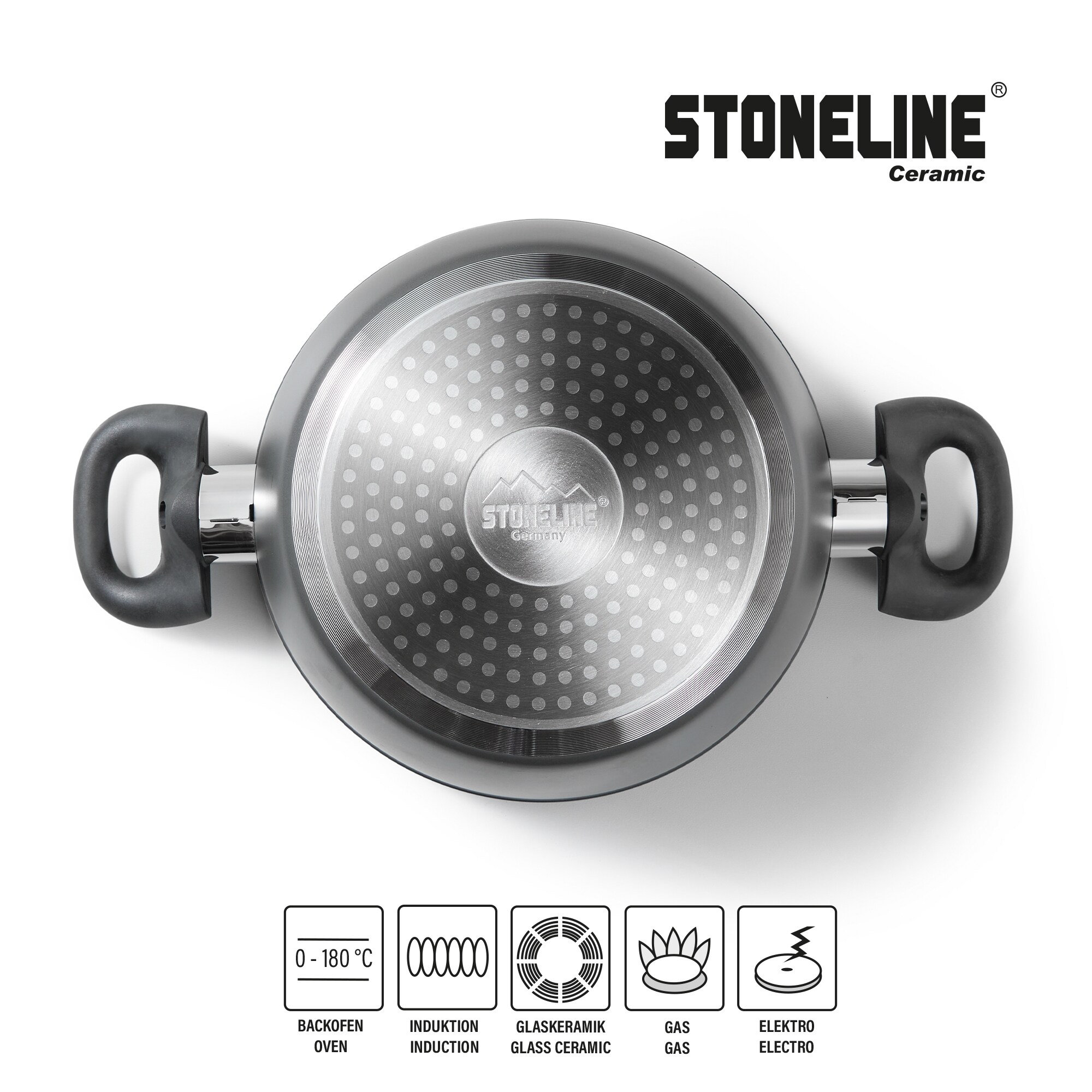 STONELINE® CERAMIC Kochgeschirr-Set, 6-tlg. mit Glasdeckeln