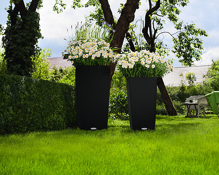 Pot tressé Cubico Cottage 30 noir Lechuza 30 x 56 cm