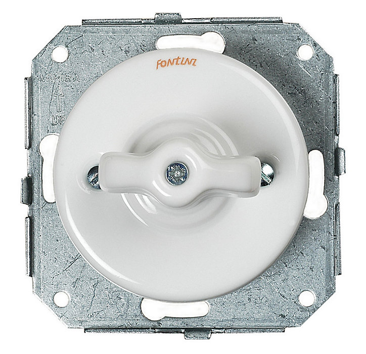 Interrupteur va-et-vient Fontini Garby Porcelaine blanche, manette blanche
