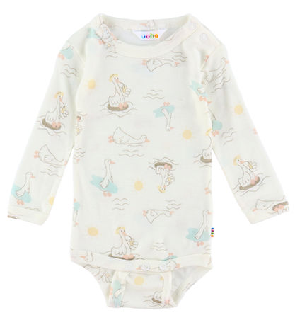 Joha Body L/æ - Wolle/Seide - Offwhite m. Print