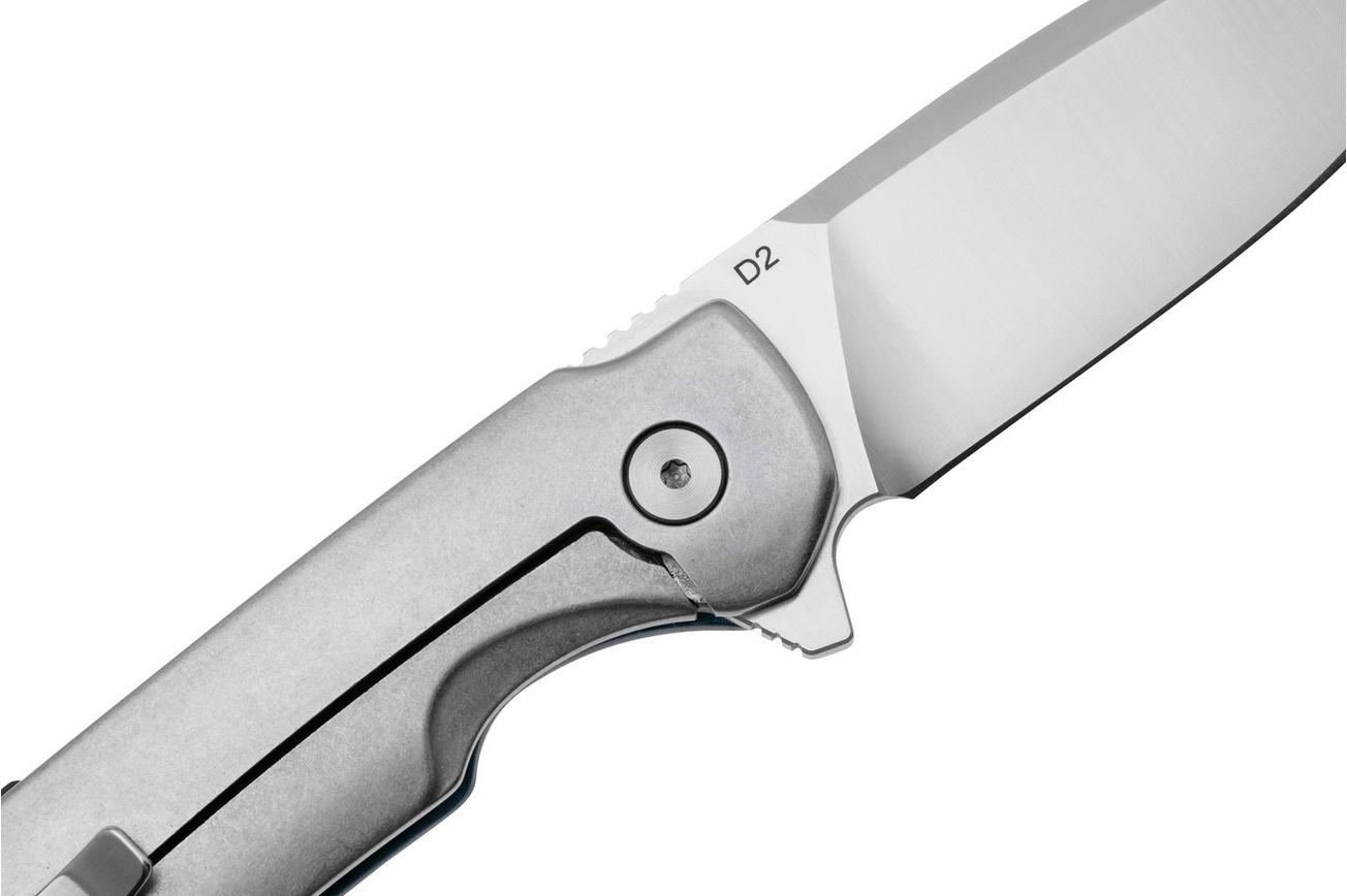 Buck Stinger 0714BLS Satin D2, Blue Aluminium Carbon Inlay, zakmes