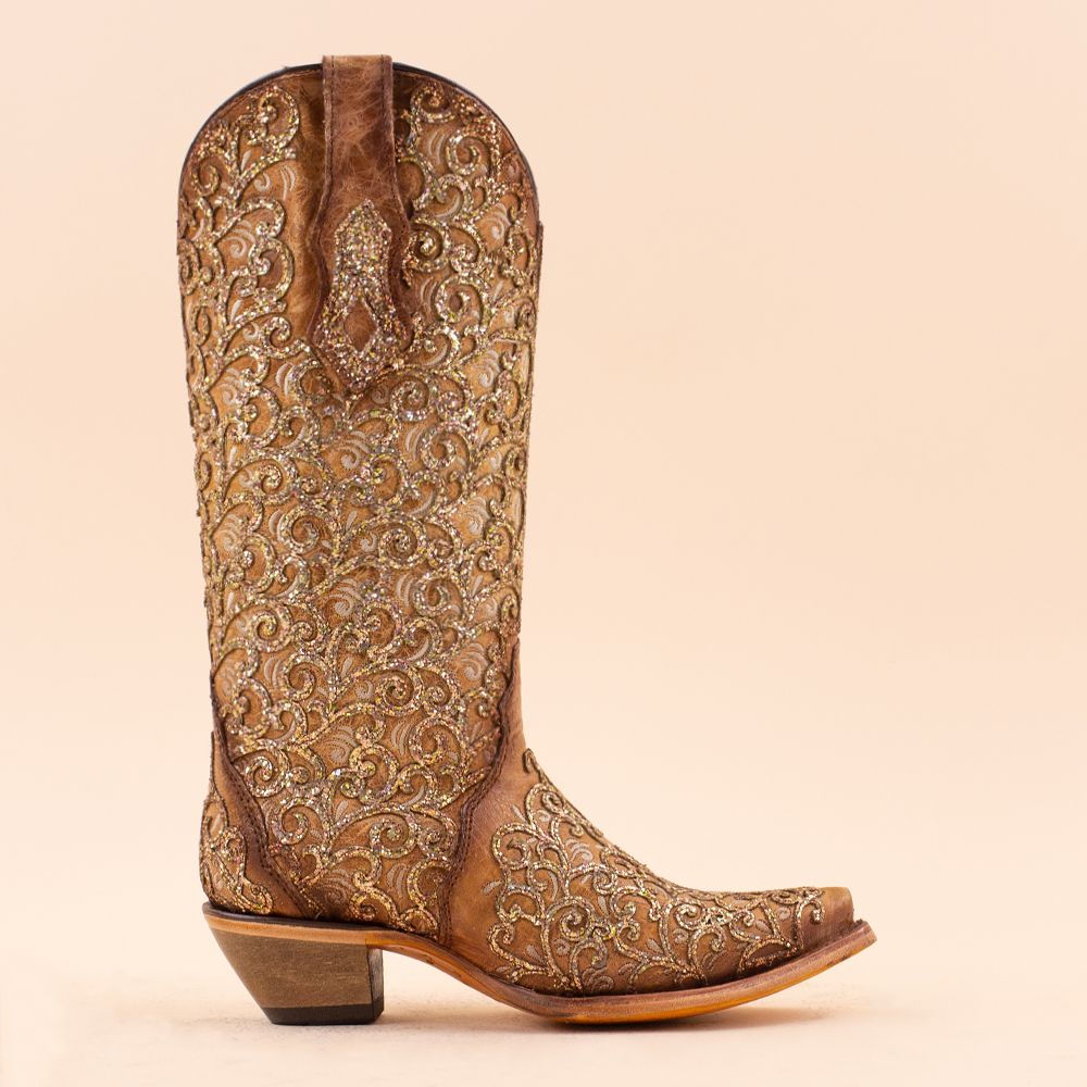 Corral boots C4051 Saddle Glitter Overlay