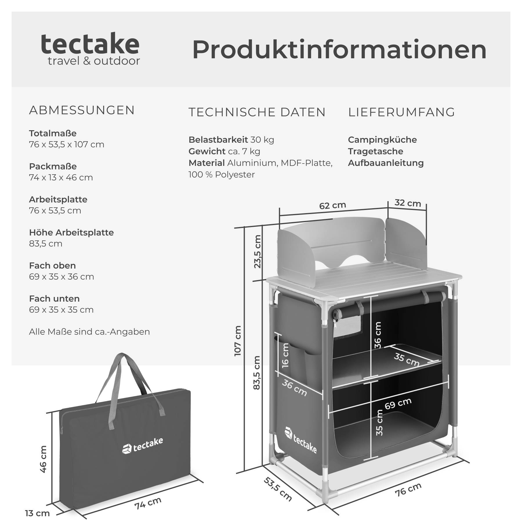Campingküche Premium mit 2 Fächern