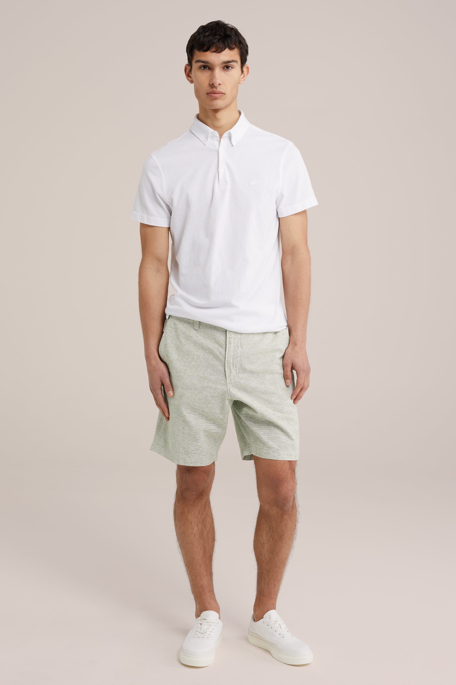 relaxed fit chinoshort met dessin WE Fashion Mosgroen