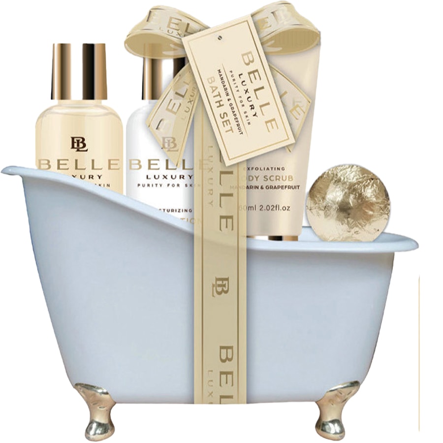 Coffret de bain & baignoire dorée - Belle Luxury Gold - 4 produits