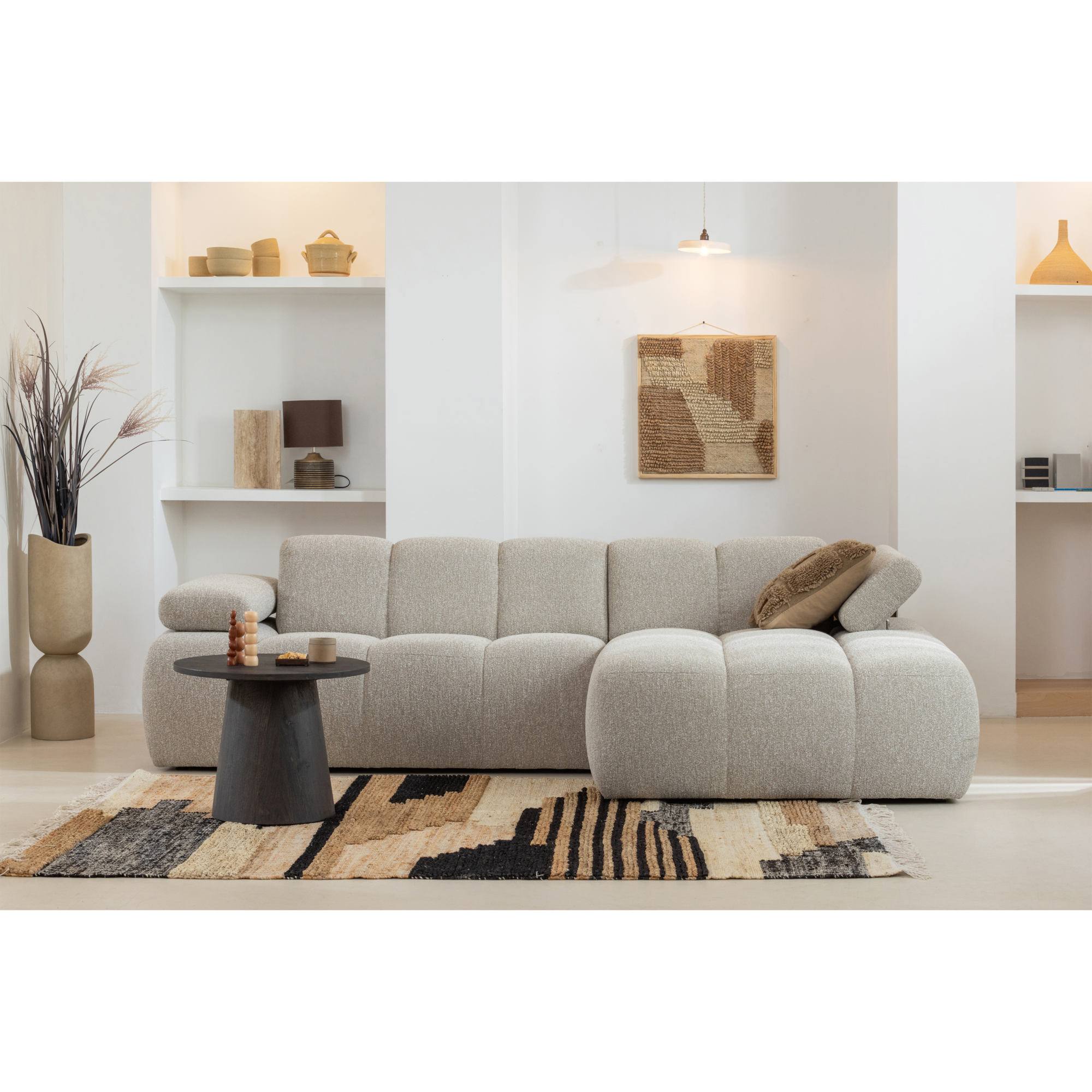 1,5-zits Bank Mojo Mojo 1,5-zits met Arm Links - Bouclé - Geel/Bruin Melange
