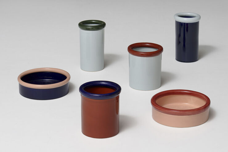 NINE ROD Bowl ceramic H70 x Ø233 Coral/Dark blue