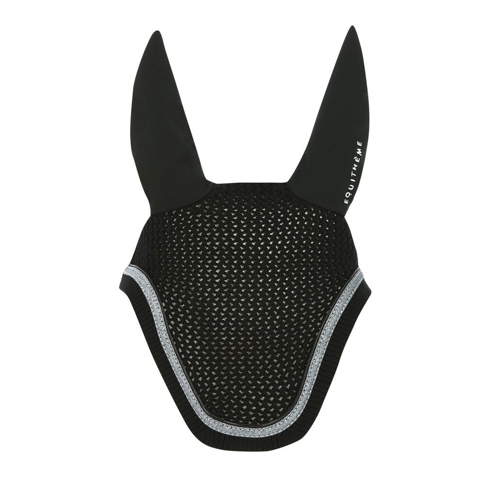 Equitheme GLITTER - Bonnet anti-mouches noir/argent