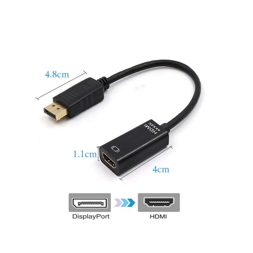 (23cm) DisplayPort DP auf 4K HDMI Verbindungskabel Adapter für PC / Computer - Schwarz
