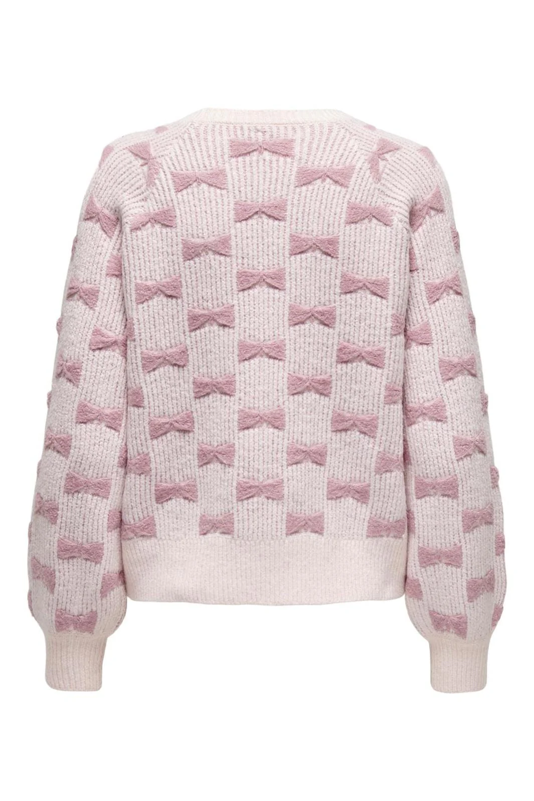 Only Onlclara Ls Bow O-Neck Knt 4594934 primrose pink foxglove