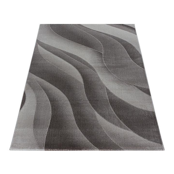 Modern vloerkleed - Streaky Waves Bruin/Beige  | Modern design