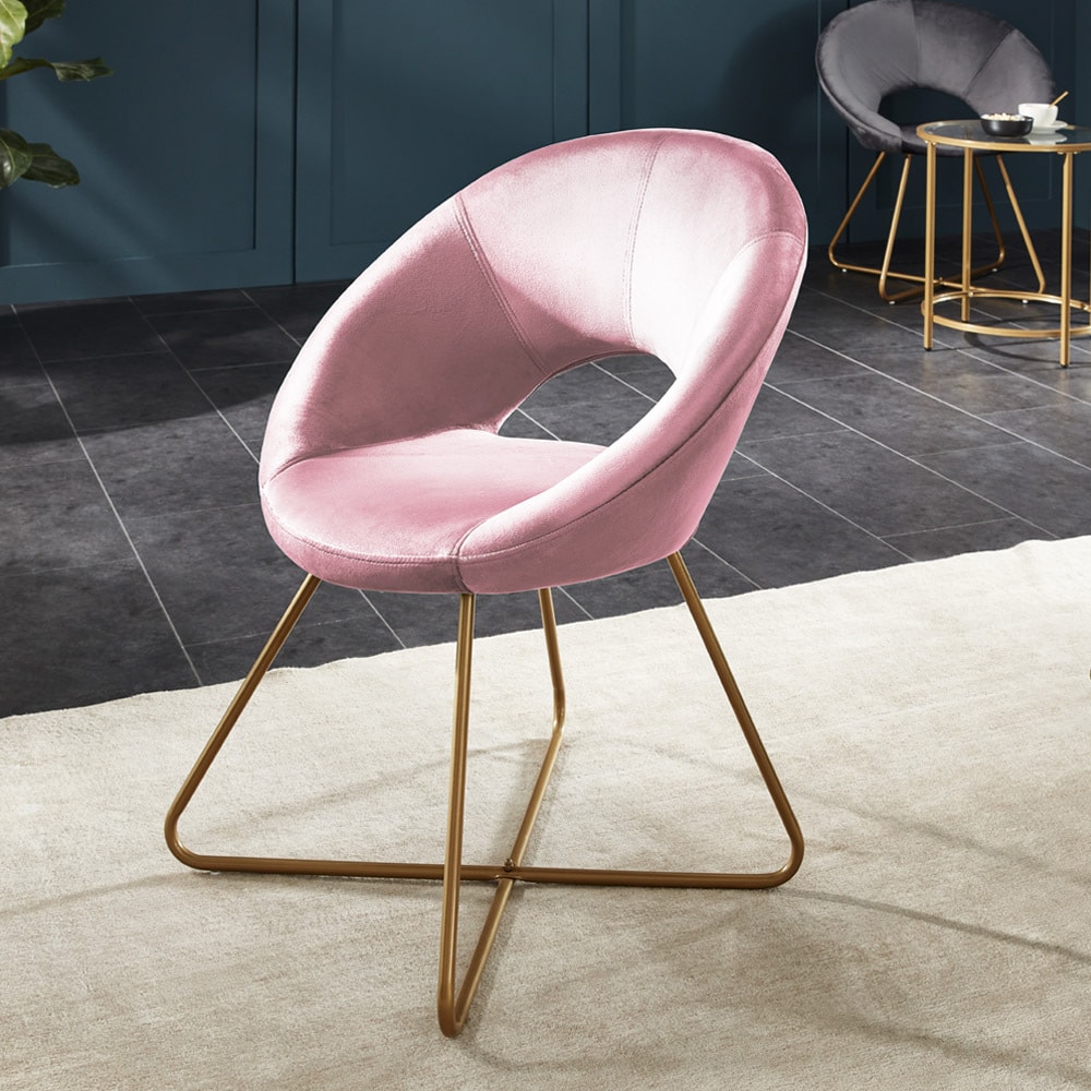 HOME DELUXE Samtstuhl SELESA mit Beistelltisch - Rosa - versch. Farben