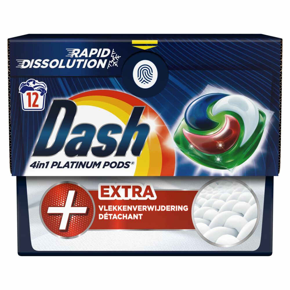 Dash Wasmiddelcapsules 4in1 Platinum Pods +Extra Vlekkenverwijderaar12 stuks
