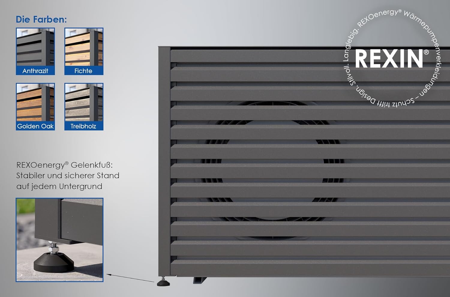 REXOenergy® Wärmepumpenverkleidung, Anthrazit - Rhombus Anthrazit (A)