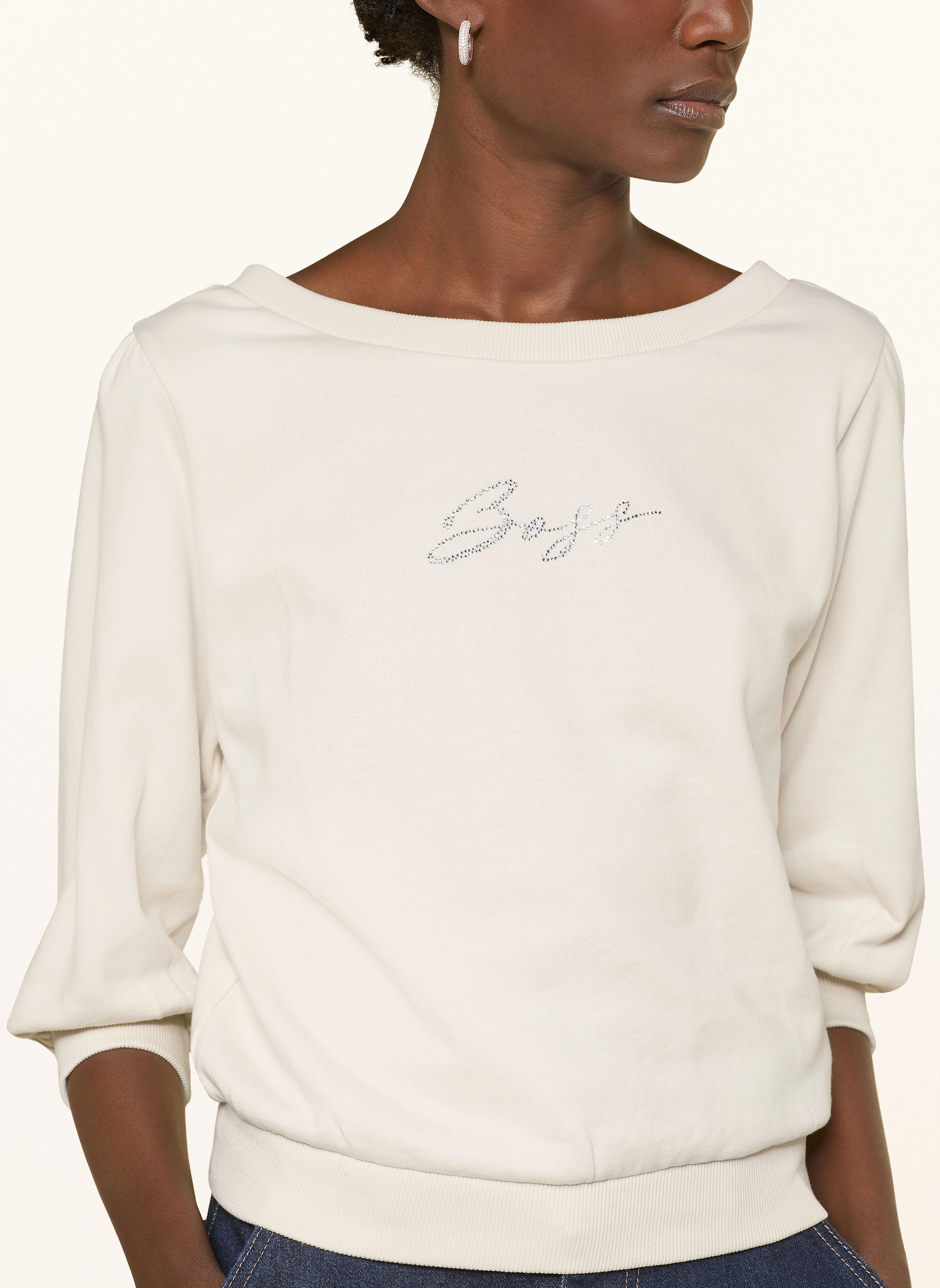 BOSS Sweatshirt EMAY mit 3/4-Arm und Schmucksteinen