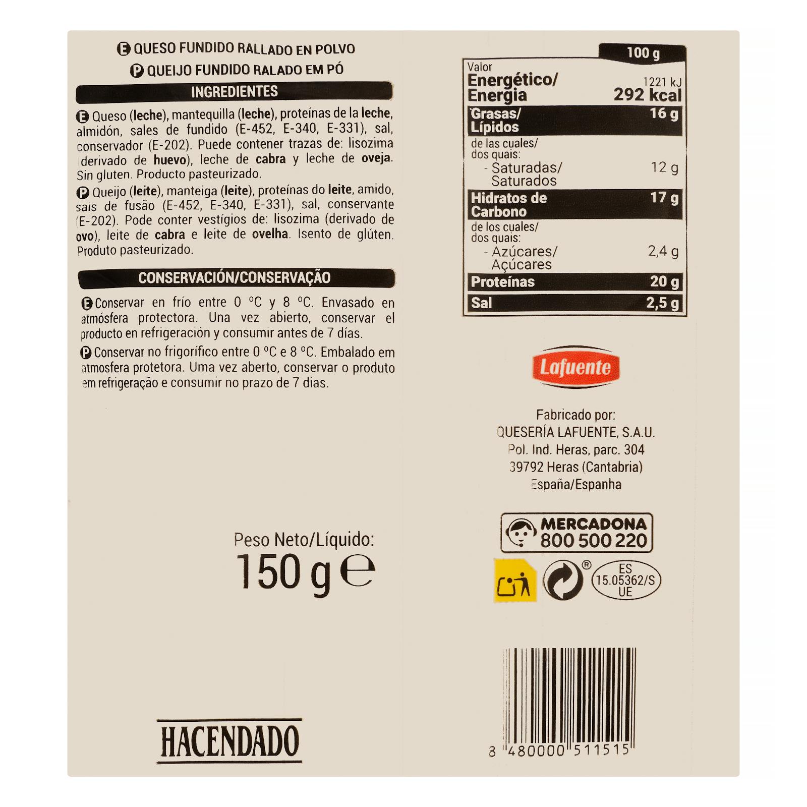 Mélange spécial pâtes au fromage en poudre Hacendado
