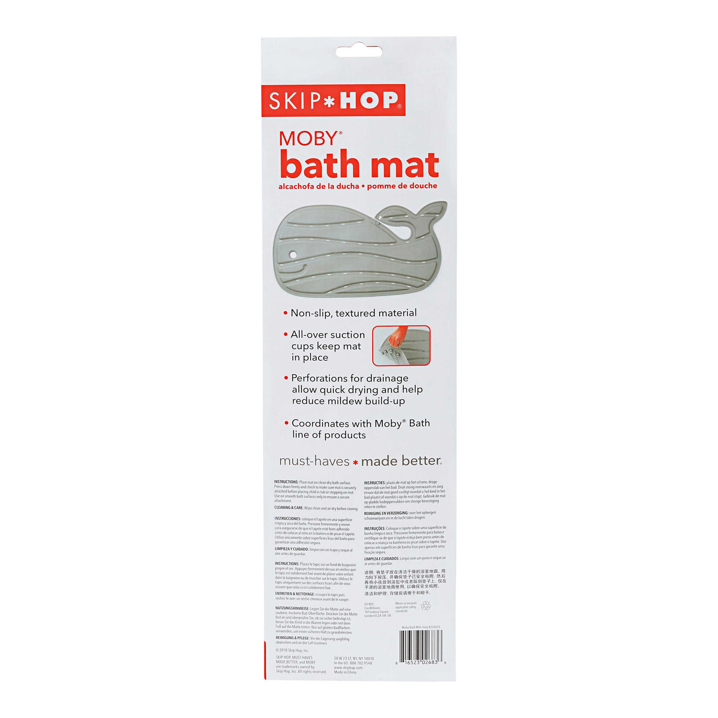 Skip Hop Badewannen-Matte Moby Antirutsch grau