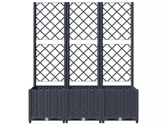 Jardinière avec treillis Gris foncé 120x40x136 PP