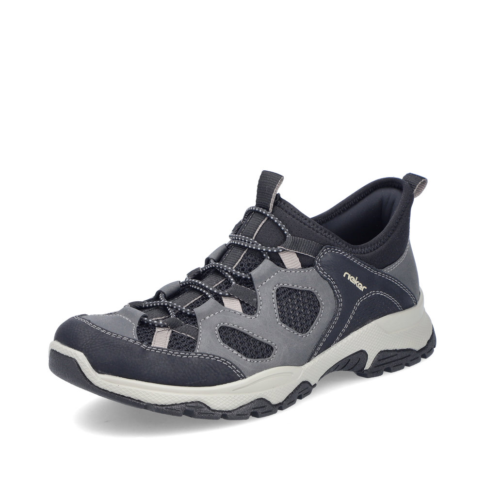 Rieker Herren-Slipper Schwarz-Grau