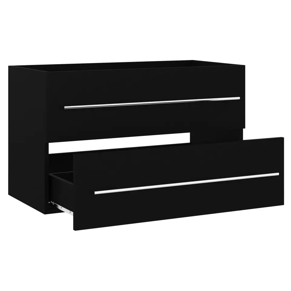 vidaXL - Wastafelkast - Zwart - Bewerkt hout - 80 x 38.5 x 48 cm