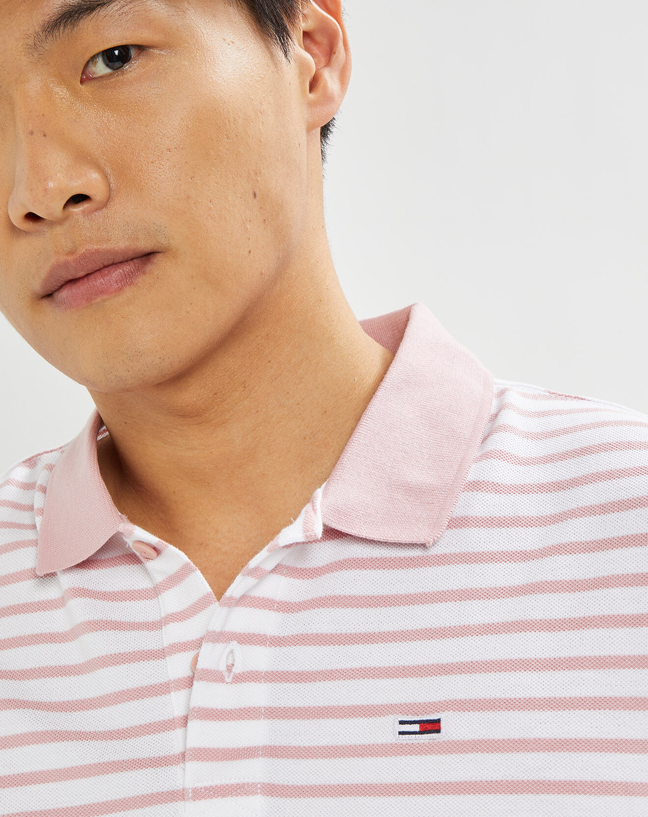 Tommy Jeans Polo Classic Easy rayé rose/blanc