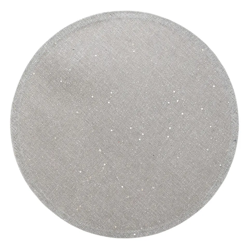 Feeeric Lights Placemat - zilver glitter - rond - D38 cm - jute
