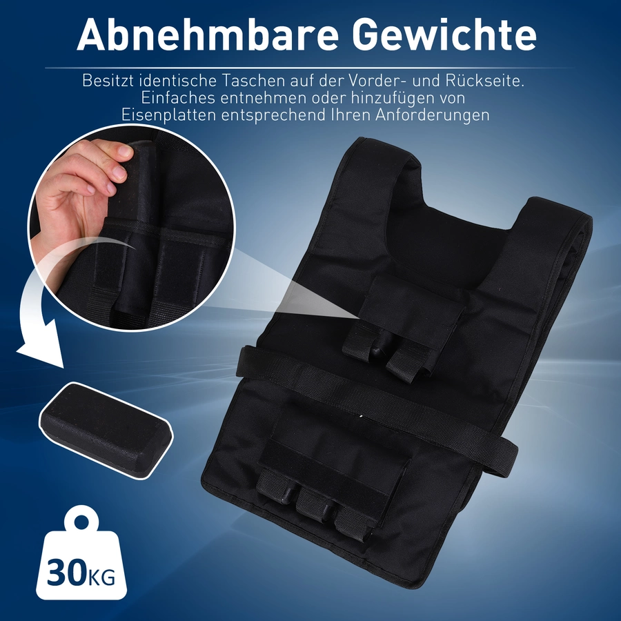 HOMCOM Trainingsweste mit 30 Eisengewichten schwarz
