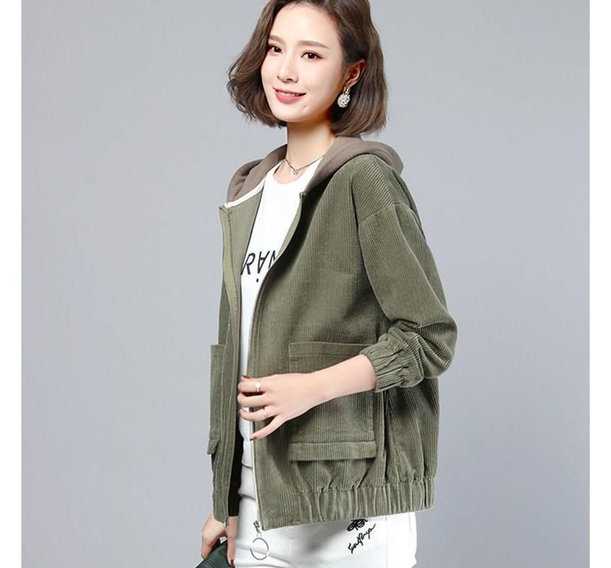Everose - Corduroy jack met capuchon en rits